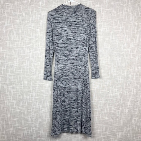 Anthropologie Ruffled Ribbed Marled Gray Knit Midi Sweater Dress Eri + Ali - Picture 6 of 6